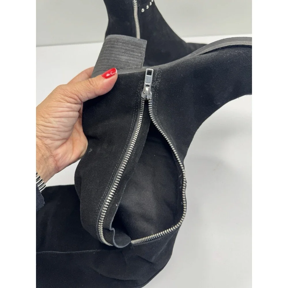 Design Lab Lord & Taylor 'Odel' Black Suede Studded‎ Over the Knee Boots Sz 7